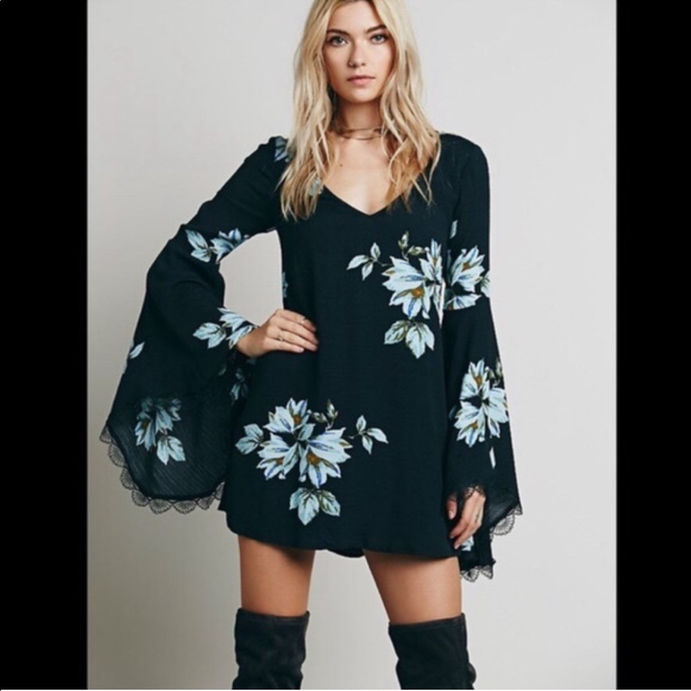 Free People floral long sleeve dress